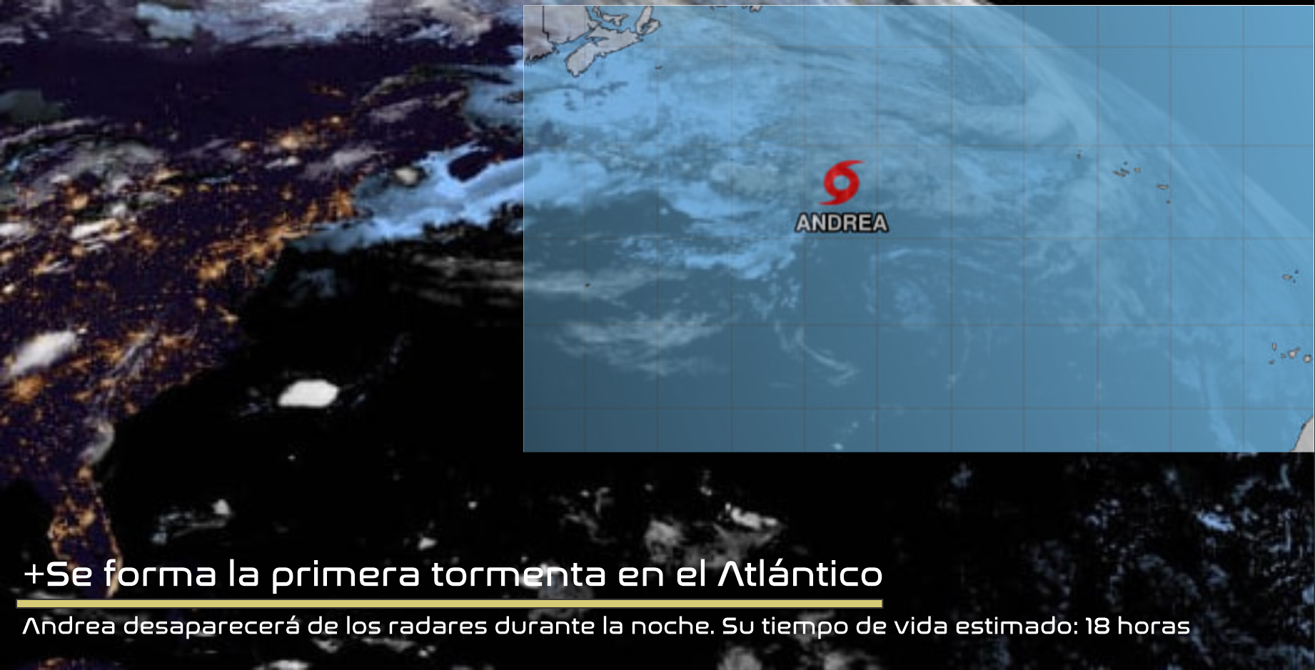 +Andrea se forma en el Atlántico central:::