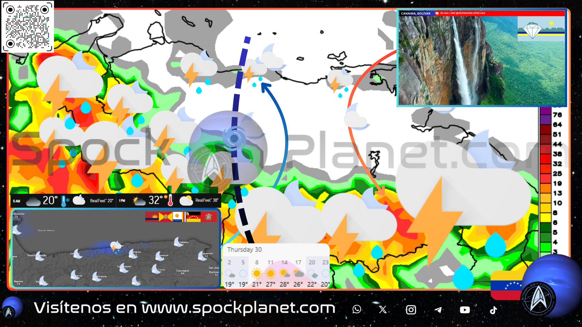 +Proyección de lluvias en Venezuela el 30 de abril de 2026 hasta las 2000 HLV:::